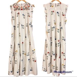 GOODNIGHT MACAROON'OPHELIA' FRILLED EMBROIDERED FLORAL PRINT MAXI DRESS L